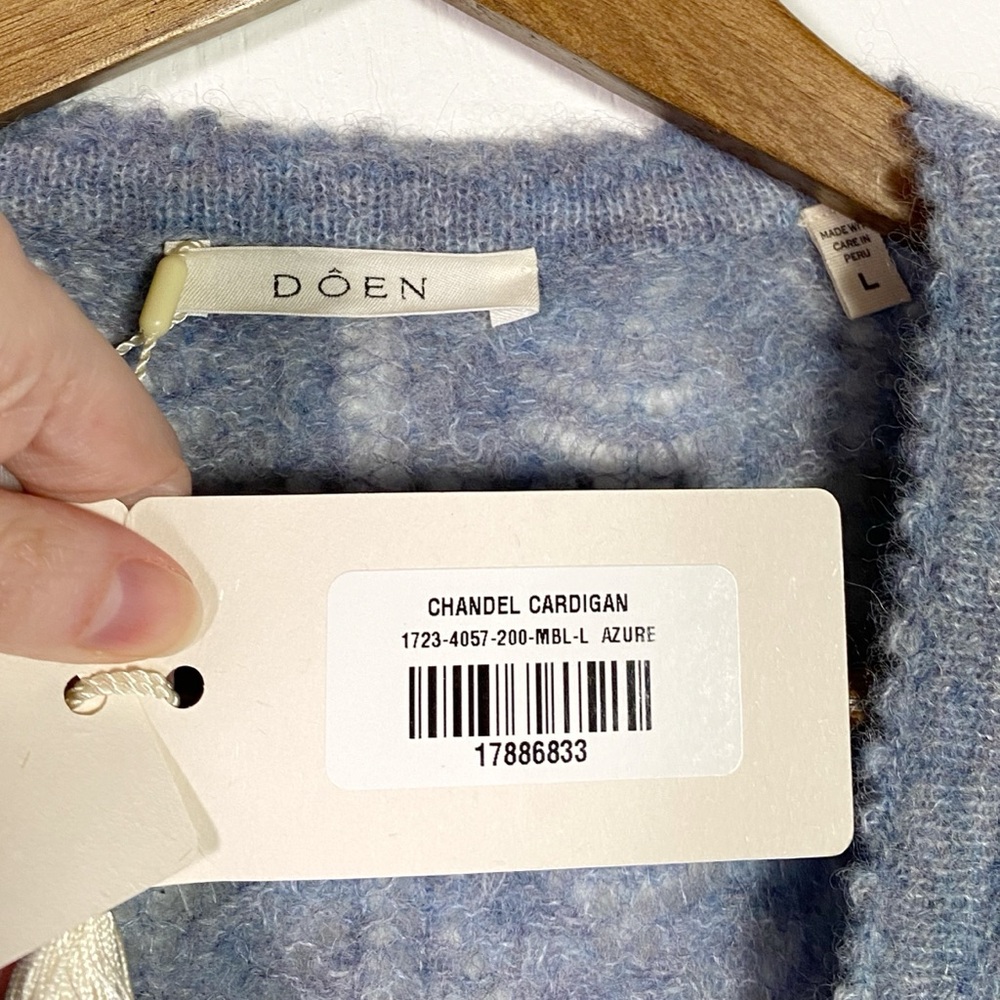Doen Powder Blue Mohair Blend Pointelle Cardigan - Picture 6 of 7